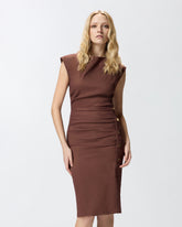 Slim-fitting calf-length dress in linen -  | Pinko