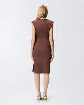 Slim-fitting calf-length dress in linen -  | Pinko