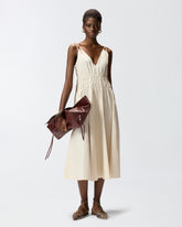 Sleeveless midi dress with pleats and gathering -  | Pinko