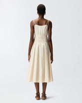 Sleeveless midi dress with pleats and gathering -  | Pinko