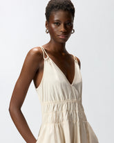 Sleeveless midi dress with pleats and gathering -  | Pinko