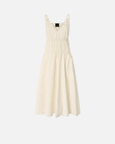 Sleeveless midi dress with pleats and gathering -  | Pinko