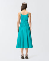 Sleeveless midi dress with pleats and gathering -  | Pinko