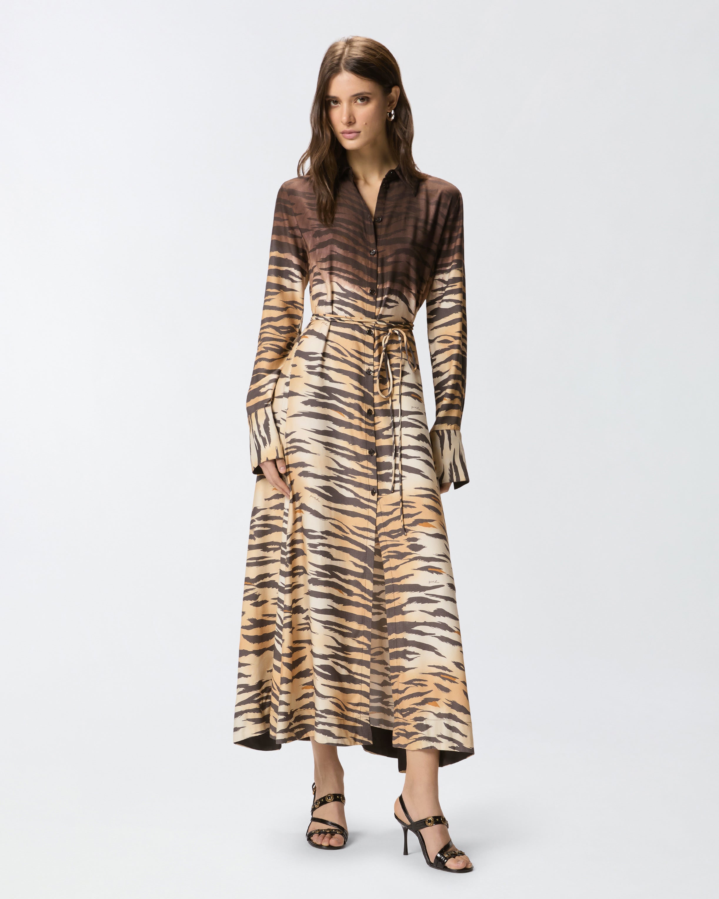 pinko shirt dress Striped Cotton Muslin Midi Shirt Dress