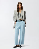 Trousers in linen blend with belt -  | Pinko
