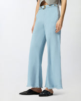 Trousers in linen blend with belt -  | Pinko