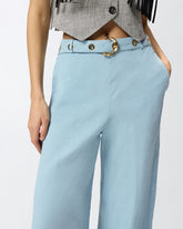 Trousers in linen blend with belt -  | Pinko