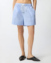 Striped cotton shorts with elasticated waist -  | Pinko