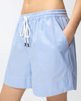 Striped cotton shorts with elasticated waist -  | Pinko