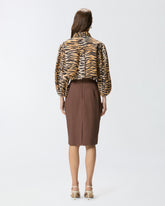 Cotton and silk blouse with animal print -  | Pinko
