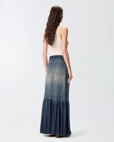 Long denim skirt with flounce and belt -  | Pinko