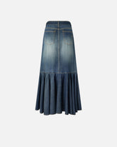 Long denim skirt with flounce and belt -  | Pinko