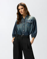 Denim shirt with balloon sleeves -  | Pinko