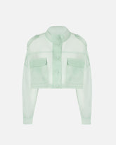 Cropped pea coat in pure silk organza -  | Pinko