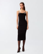 Slim-fit midi dress with jewel embroidery -  | Pinko