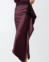 Asymmetric pencil skirt in satin -  | Pinko
