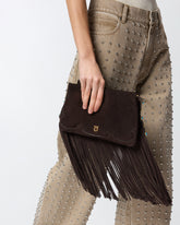 One, Two, Three Bag small crossbody bag in suede with fringes -  | Pinko
