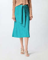 Midi skirt with striped pattern and sash -  | Pinko