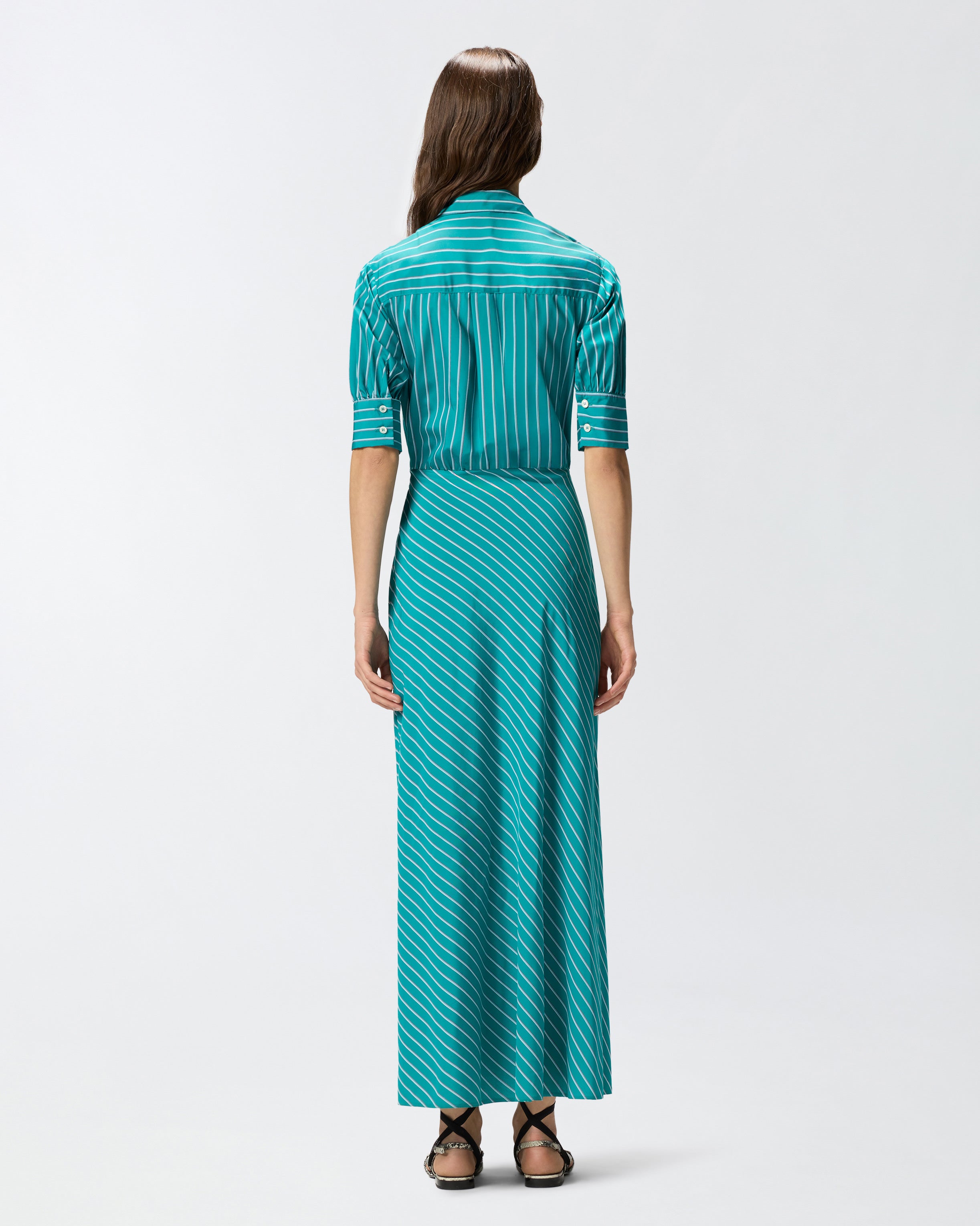 Long wrap dress with striped pattern | Pinko