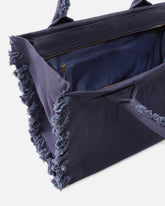 Medium Beach shopping tote in canvas with logo and fraying -  | Pinko