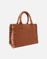 Medium Beach shopping tote in canvas with logo and fraying -  | Pinko