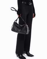 Keeper Bag medium shoulder bag in new biker leather - Black | Pinko
