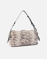 Keeper Bag medium shoulder bag in suede with python print -  | Pinko
