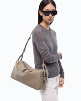 Keeper Bag large shoulder bag in new biker leather - Beige | Pinko