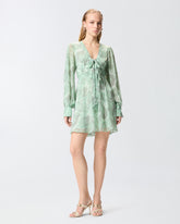 Mini dress with rose print and bow -  | Pinko