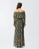 Langes, schulterfreies Kleid mit Kaschmir-Print -  | Pinko