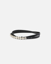 Double-wrap leather belt with studs, 1.5 cm -  | Pinko