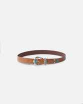 Leather belt with turquoise stones, 3 cm -  | Pinko