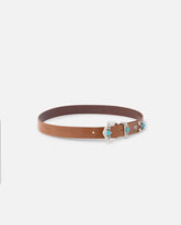 Leather belt with turquoise stones, 3 cm -  | Pinko