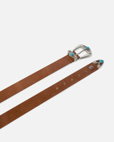 Leather belt with turquoise stones, 3 cm -  | Pinko
