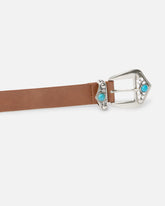 Leather belt with turquoise stones, 3 cm -  | Pinko