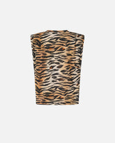 Sleeveless sweater with tiger print -  | Pinko