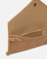 Small clutch bag in suede with studs and shoulder strap -  | Pinko