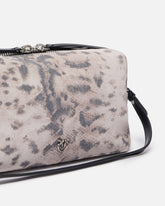 Medium crossbody bowler bag in suede with python print -  | Pinko