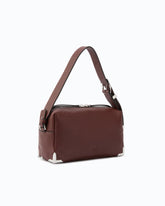 Medium crossbody Boston bag in full-grain leather - Dark Red | Pinko