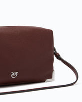 Medium crossbody Boston bag in full-grain leather - Dark Red | Pinko