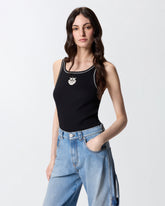 Ribbed vest top with Love Birds embroidery -  | Pinko