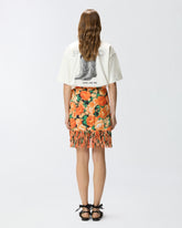 Short skirt with fringing and Botanic Garden print -  | Pinko