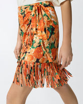 Short skirt with fringing and Botanic Garden print -  | Pinko