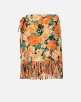 Short skirt with fringing and Botanic Garden print -  | Pinko