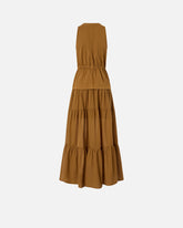 Langes Kleid aus Baumwolle mit Volant und Bändern -  | Pinko