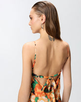 Long dress with fringing and Botanic Garden print -  | Pinko