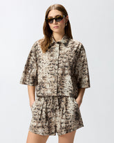 Cropped printed shirt with metallic details -  | Pinko
