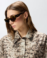 Cropped printed shirt with metallic details -  | Pinko