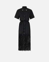 Long shirt dress with fringing and metallic details -  | Pinko