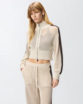 Cropped sweatshirt with bands and openwork -  | Pinko